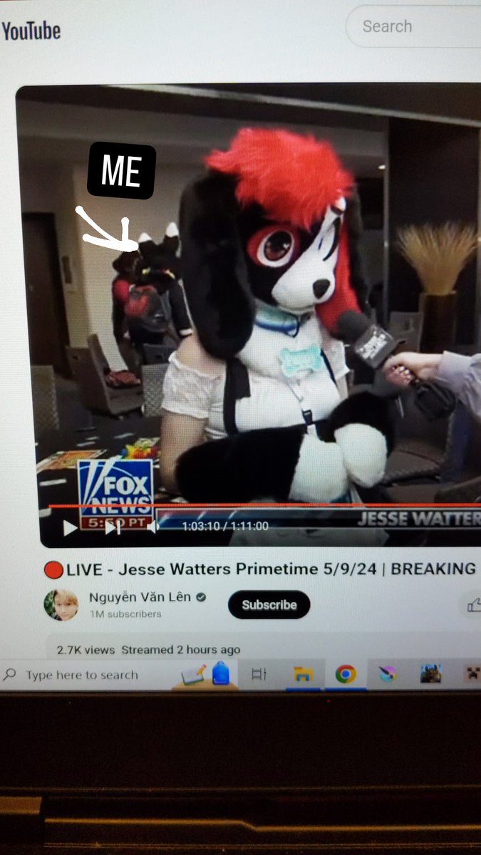 Representing one of the best bands @ICENINEKILLS on the news at a furry convention 
(My backpack)