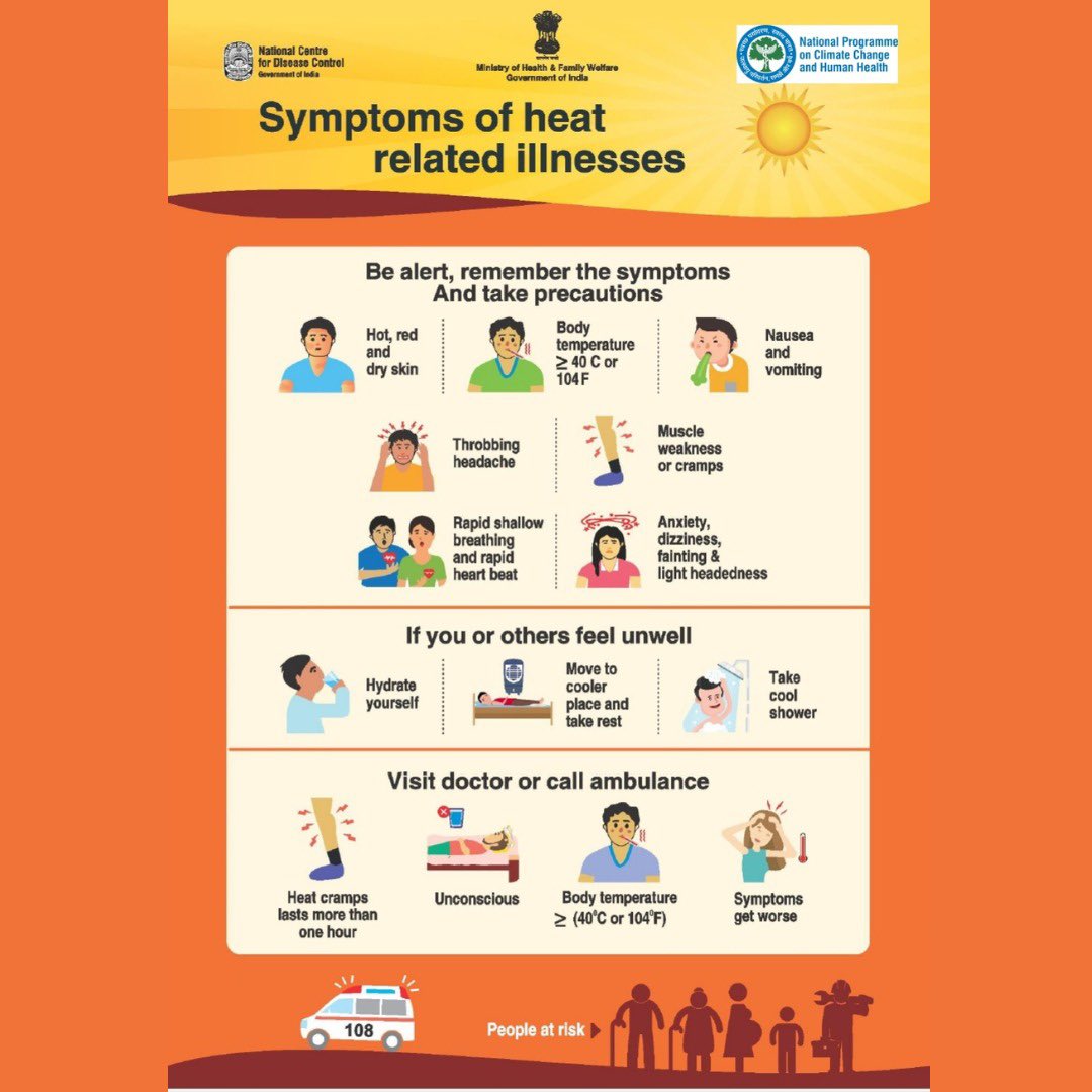 Know the symptoms of heat-related illnesses! Be alert, and take preventive measures - #Heatstroke is a time-sensitive medical emergency. #BeatTheHeat