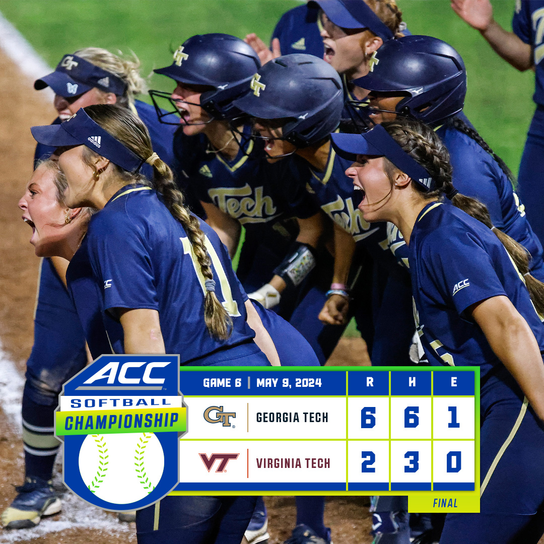 THE YELLOW JACKETS ARE SEMIS BOUND 🐝 @GaTechSoftball defeats No. 3 Virginia Tech to move on! #AccomplishGreatness | 🏆