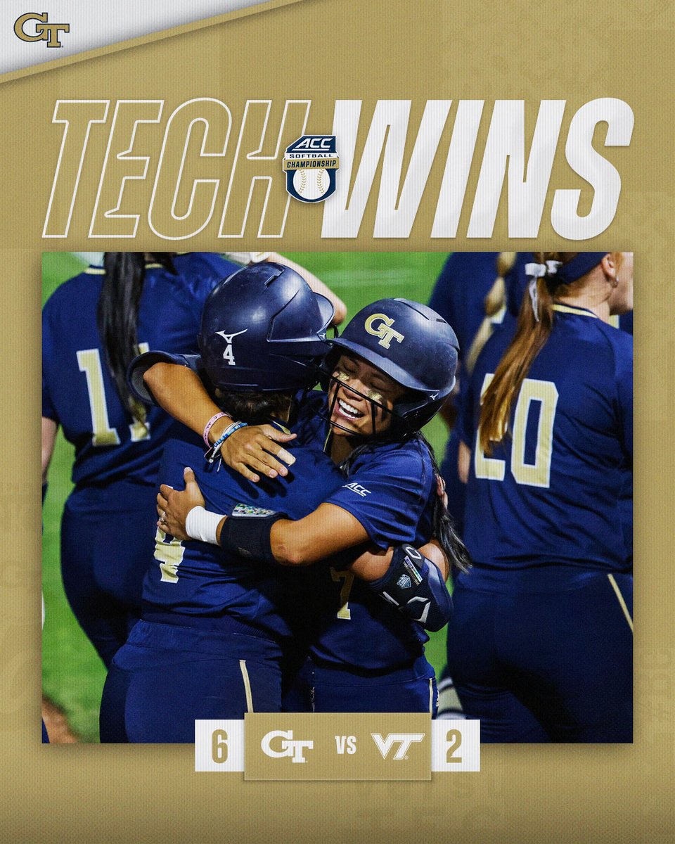 TECH WINS!!! We're going back to the @ACCsoftball semifinals for the first time since 2012!!! #StingEm x #BeGold