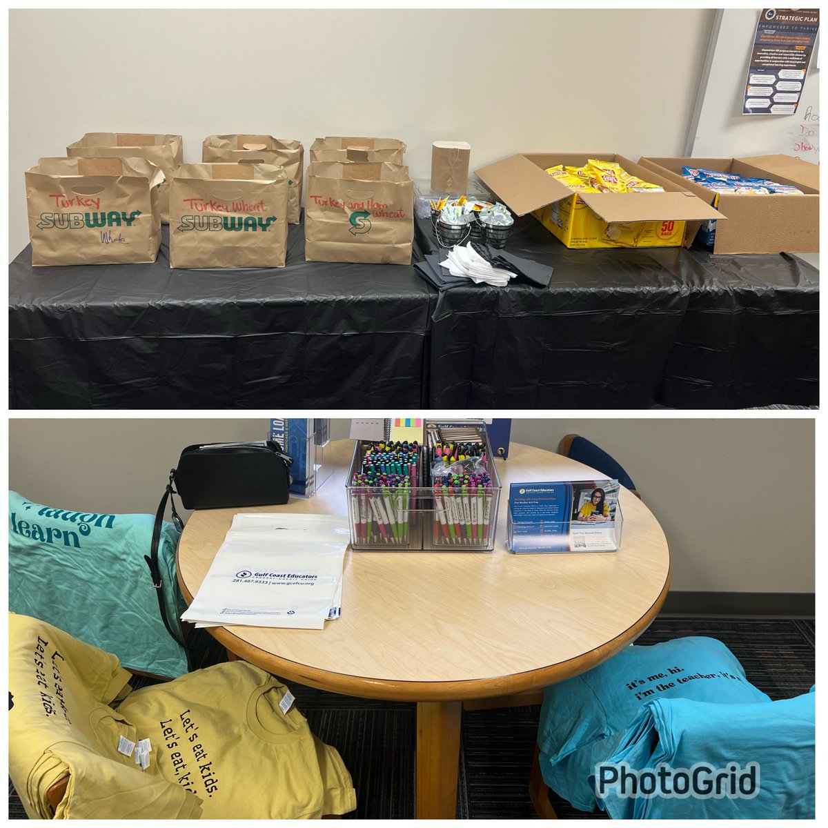 Thank you @GCEFCU for treating our staff to lunch and also bringing goodies for day 2 of Teacher Appreciation week. 🍎🥳 #WeareChannelview