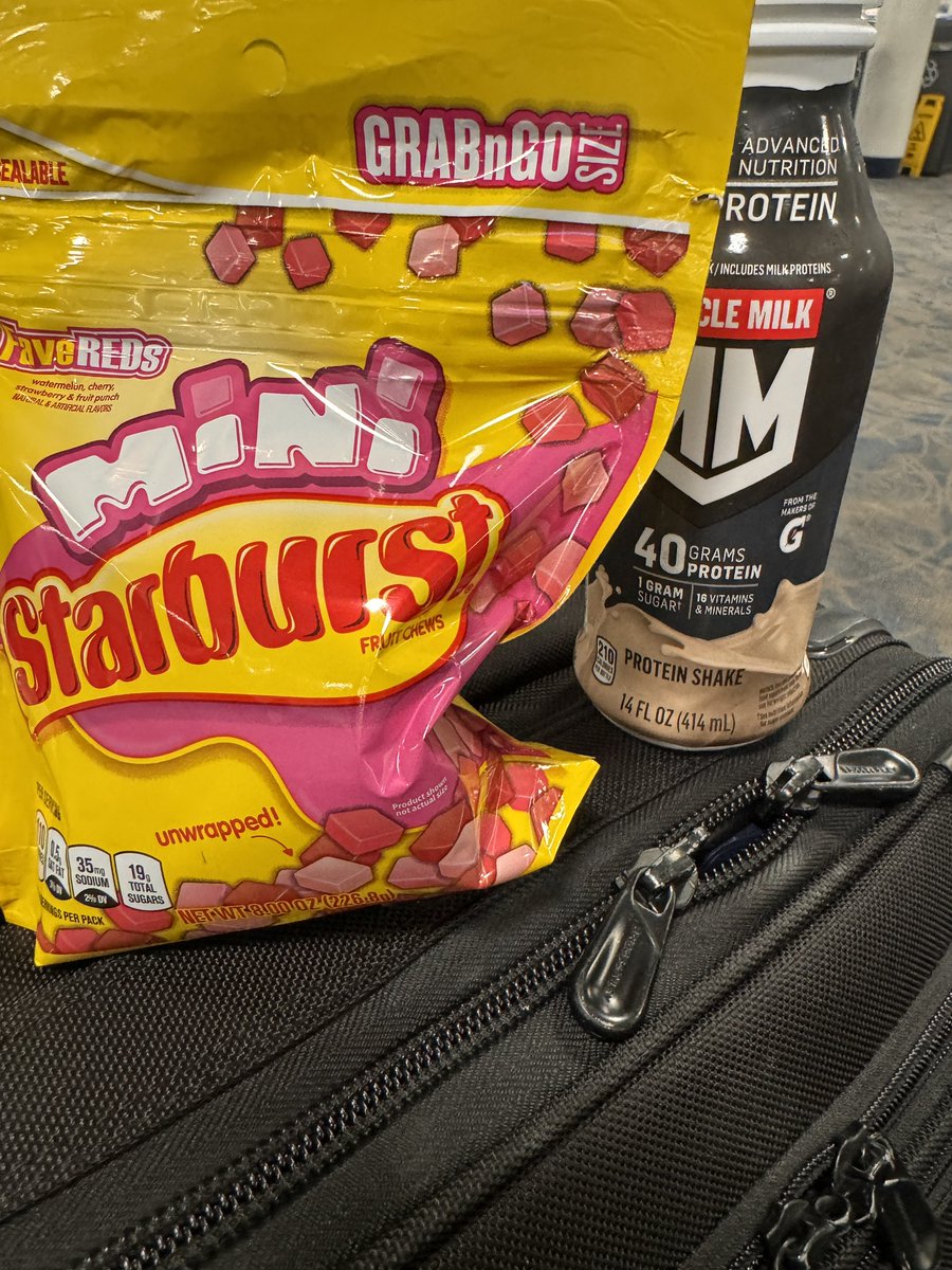 Protein and starburst minis … got my protein and carbs locked in