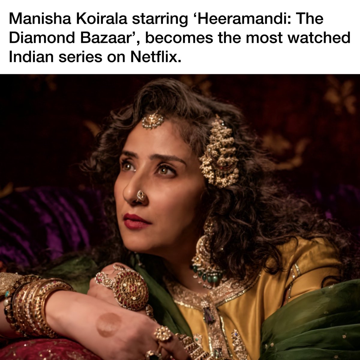 RECORD: Manisha Koirala starring ‘Heeramandi: The Diamond Bazaar’ became the most-viewed Indian series on the OTT platform. The series is also on the number 2 position in Non-English TV list with some 4.5 million views, and 33 million accumulated viewership hours.