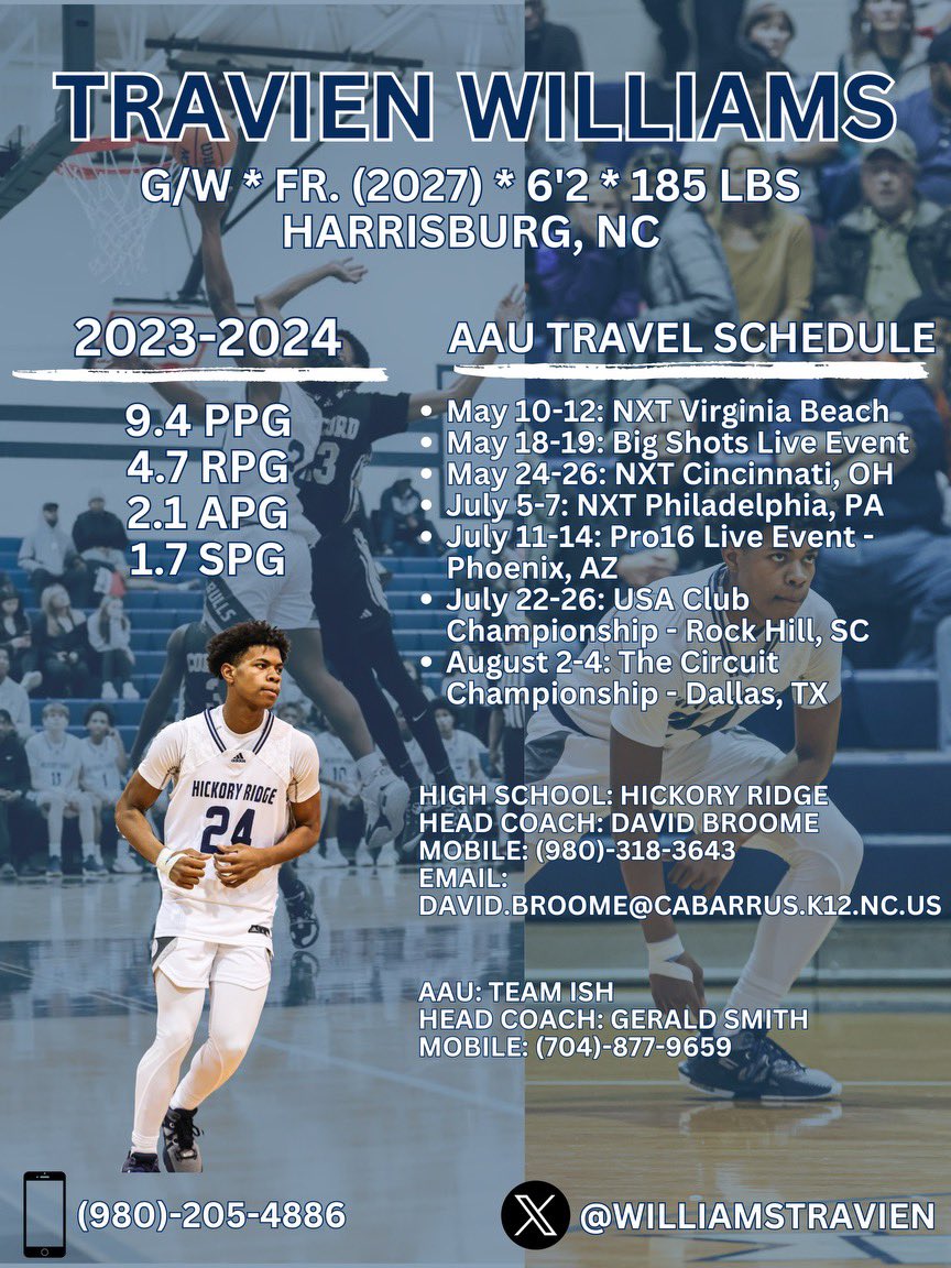 College Coaches, This summer I will be participating in the following team camps with my High School Team @HRHSMBB ; @CharlotteMBB @HPUMBB @BlueHoseMBB @WoffordMBB @GamecockMBB @WakeMBB @Phenom_Hoops Come check me out!!!