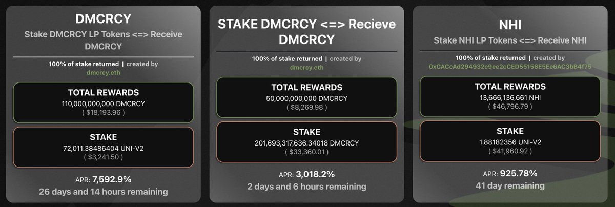 0xMrFarm's tweet photo. Three active FIELDs on https://t.co/uA0b3MXBpO right now.

A total of $73,000 worth of tokens being given away at this moment. Stake, and get some!

🌾🌾🌾 https://t.co/3jJHz3YBGJ