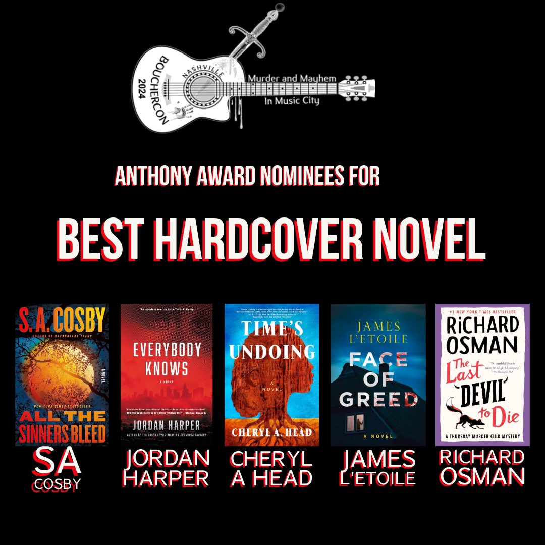 Well, this was a blast to see! Face of Greed is a nominee for an Anthony Award. Thrilled to be listed with @blacklionking73 , @jordan_harper , @cheaddc and @richardosman Thanks for voting—I truly appreciate it. @oceanviewpub @IPGbooknews @Bouchercon #AnthonyAwards