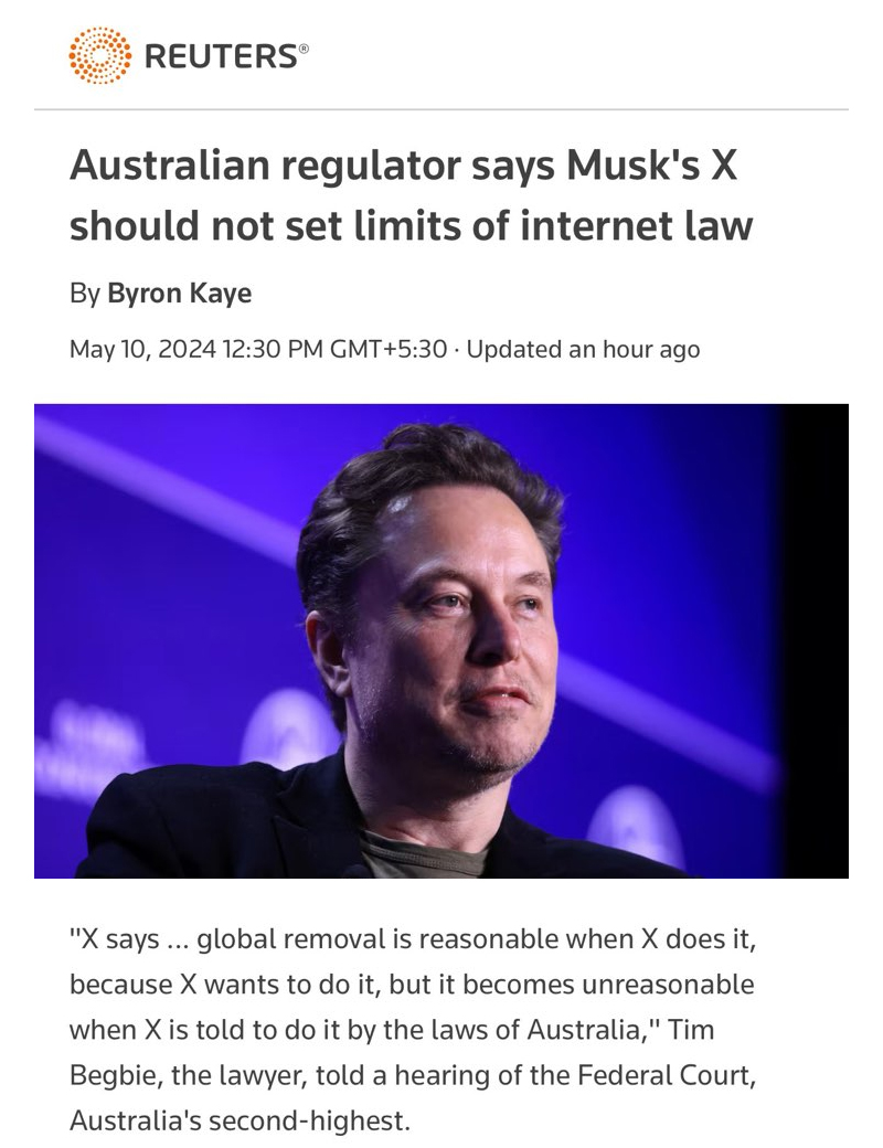 Is it legal for an Australian authority to demand regulations on all countries globally?