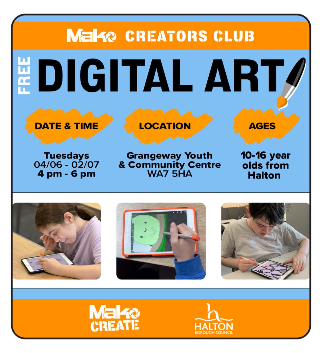 🎨 Dive into the world of digital art with our new FREE Mako Creators Club!🚀 Whether your young person is a seasoned artist or just curious, this club is perfect for them! Explore Procreate through fun challenges and unlock your creativity by creating masterpieces. #halton