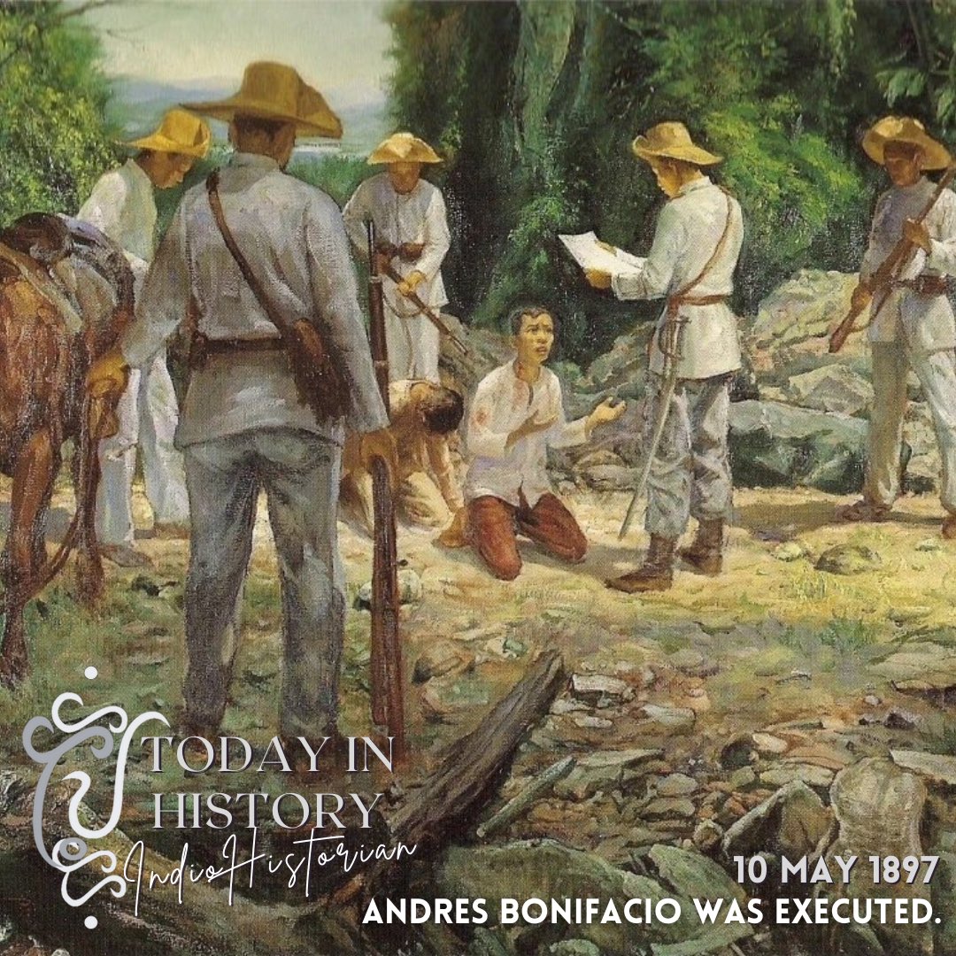 #TodayinHistory in 1897, Andrés Bonifacio, 3rd #Katipunan president, was executed, together w/ his brother Procopio at the mountains of Maragondon, after being tried by a revo military tribunal for charges of sedition. #Kasaysayan 🖱️ facebook.com/10005376825726…