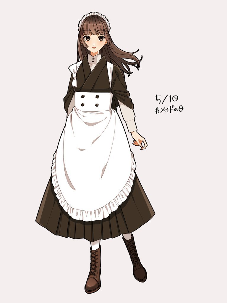 和風メイドさん #メイドの日 」|花月@画集『現代創作和服』🌸のイラスト