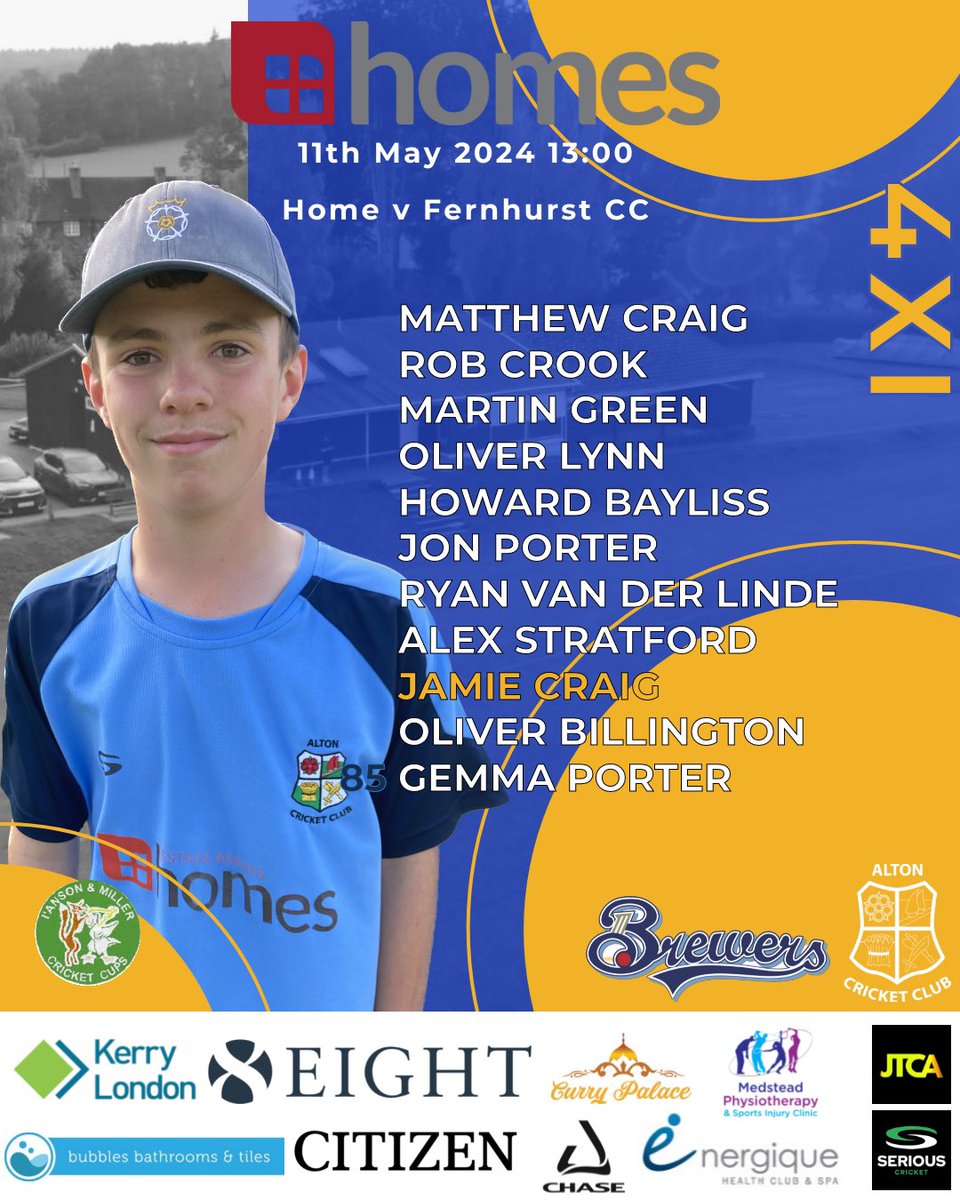 Teams teams teams 🔥🔥🔥🔥 Here are your 4 Brewers XIs for Saturday 11th May 2024 and all teams are in league action 1XI & 4XI @ the JCG 2XI & 3XI on their travels Sun looks to be high in the sky, good excuse to come down and cheer the #Brewers on!! #cricket #clubcricket