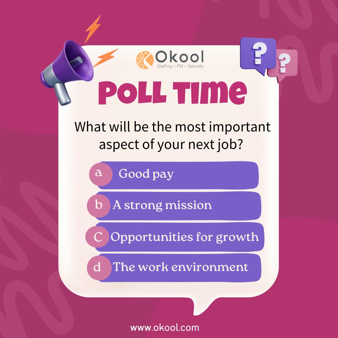 #poll Time! What do you think? What's your vote?

Drop a comments 📌

#polltime #jobs #recruitment #staffingsolutions #recruiting #recruitmentservices #staffing #staffingagency #manpower #manpowergroup #uae #abudhabi #dubai #emirates #unitedarabemirates #okool