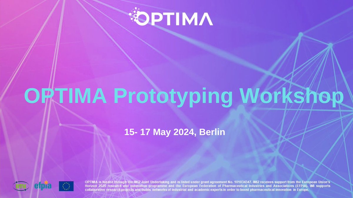 OPTIMA prototyping workshop starts in less then one week! First available data sets from two out of the three cancers (#prostatecancer and #lungcancer) will be analysed by #data and #artificialintelligence experts to validate processes & define the “how-tos”. @IHIEurope @EFPIA