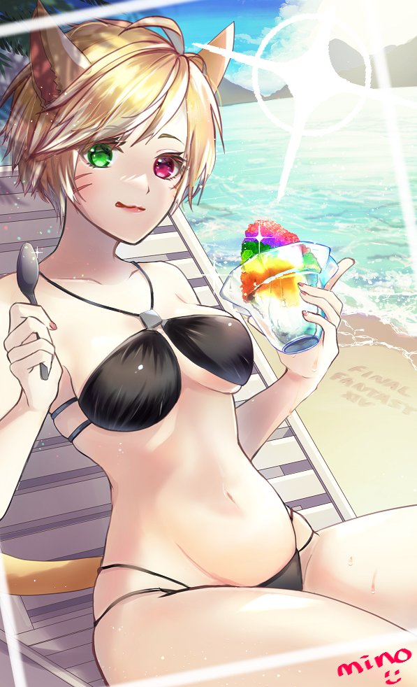 リメイク🌟ブラックサマーとロランベリーシェイブドアイス🐈🍧🏖
#FF14イラスト #ミコッテ #ミノッテレポート