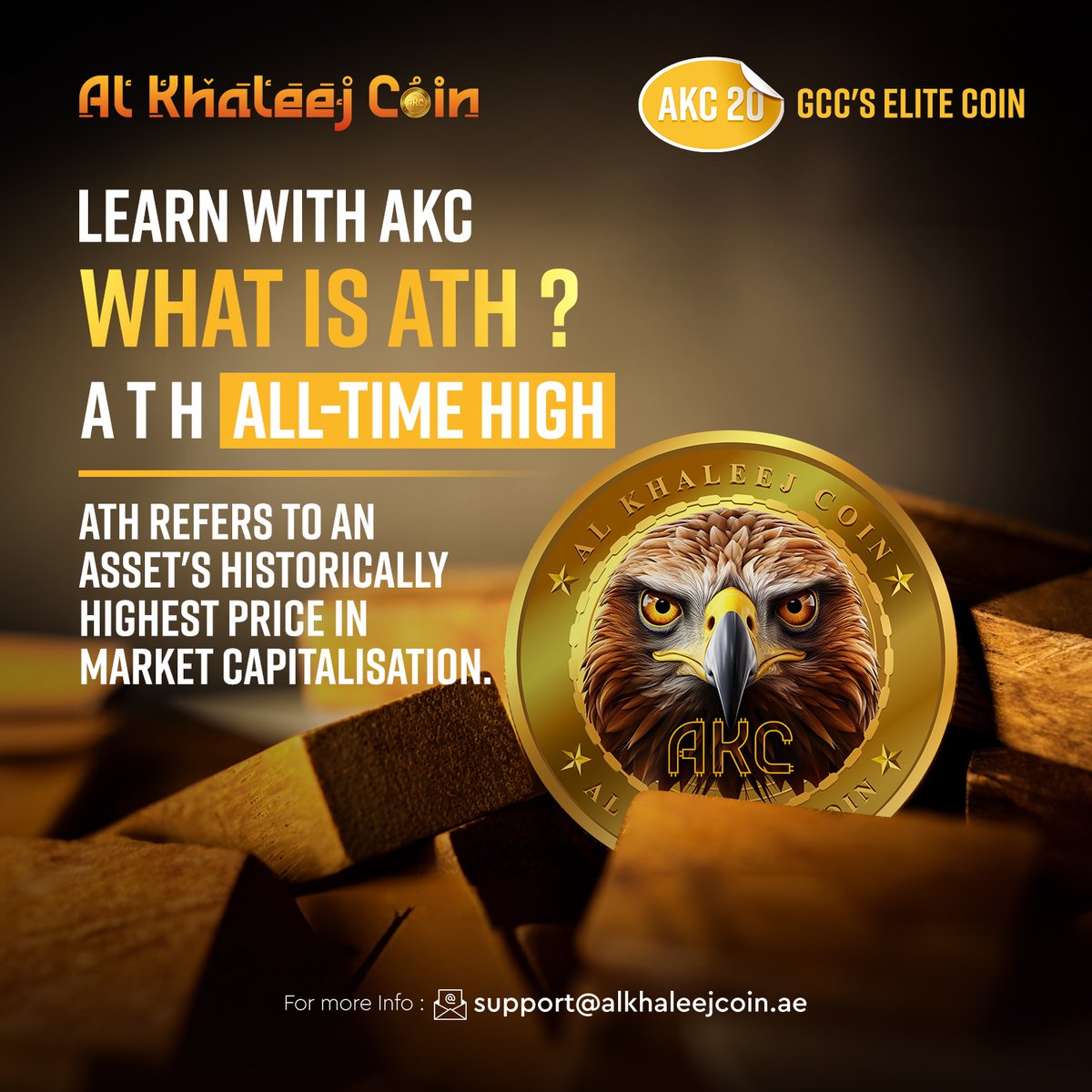 Hello Crypto enthusiasts! 🌞 Today's lesson: ATH! ATH stands for All-Time High, marking an asset's peak market value. Join us to explore more crypto insights with AKC! 💡🚀 #Crypto #ATH #LearnWithAKC #akc #alkhaleejcoin #elitecoin #gcccoin