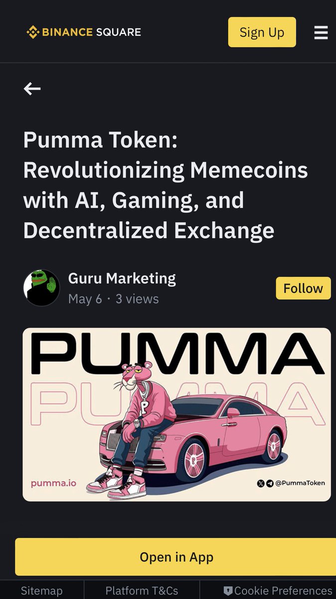 PummaToken's tweet image. 🚀 The crypto stage light is finally shining on Pumma as we are featured on Binance! Binance: binance.com/en/square/post…

Don't miss the Pumma revolution as we keep climbing the ladder🪜! Pumma Swap is ready and will be available during lunch.

Pumma is leading the way with its live…