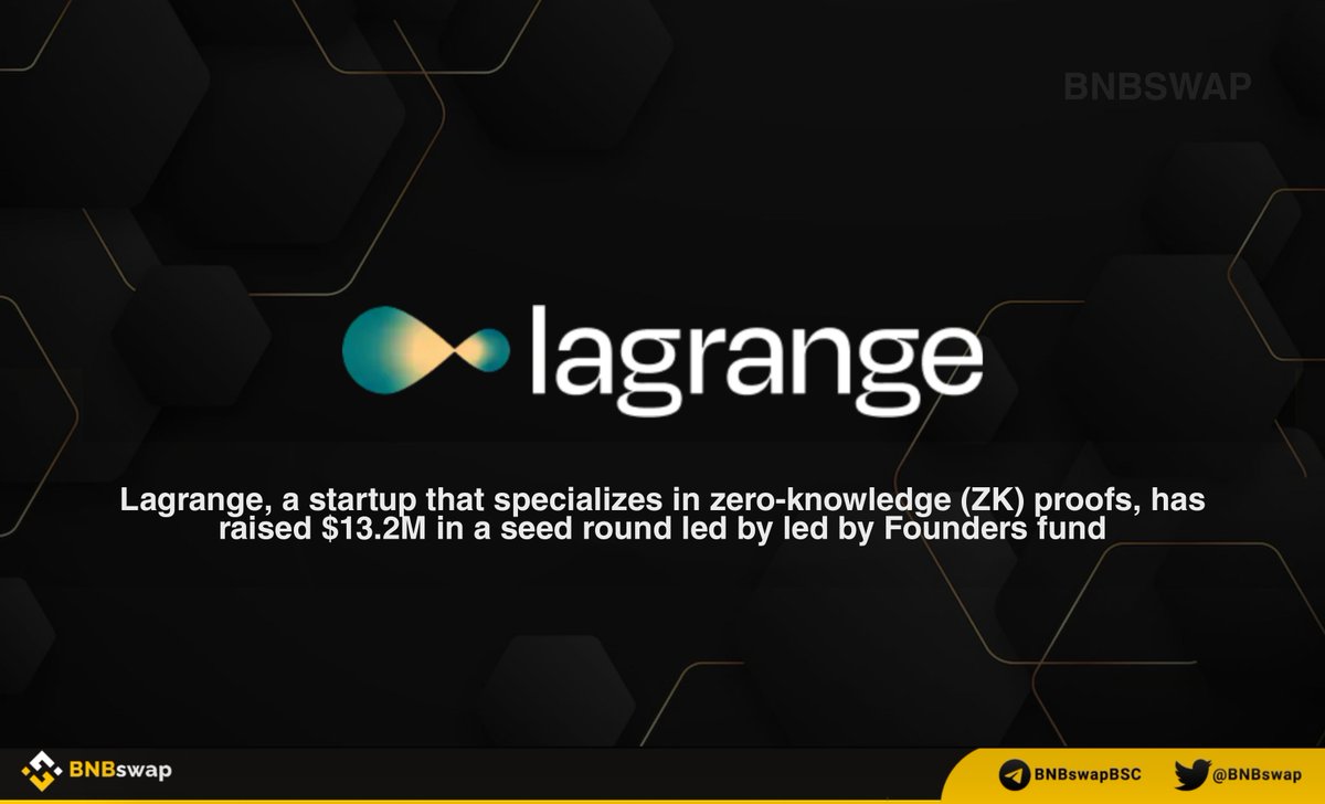 📢 @lagrangedev, a startup that specializes in zero-knowledge (ZK) proofs, has raised $13.2M in a seed round led by led by @foundersfund! 

Participation from @1kxnetwork, @archetypevc, @Maven11Capital, @fenbushi, @CMT_Digital, @VoltCapital, @0xMantleEco, and several angels.…