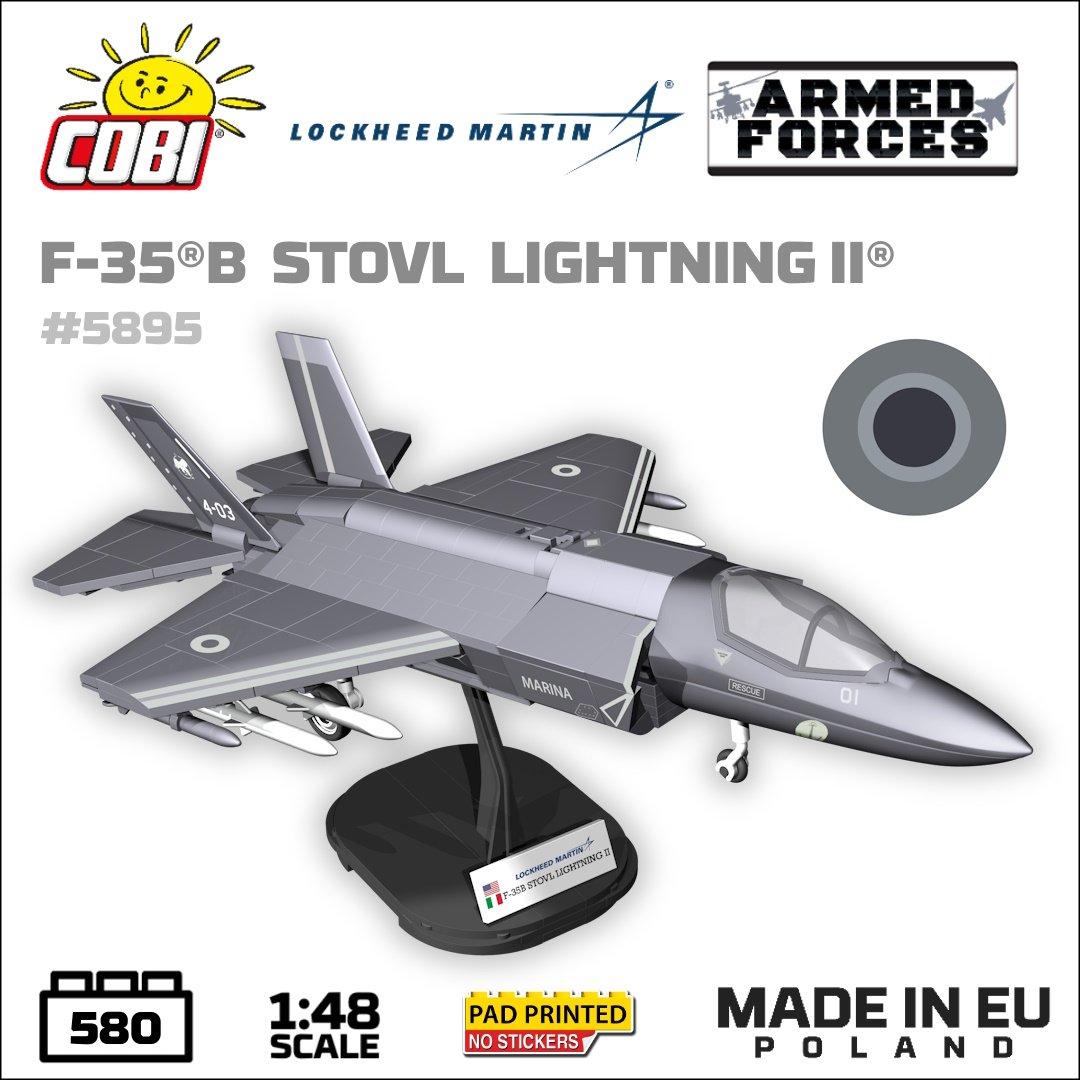 🇮🇹📣 Teaser: F-35®️ B STOVL ligtnining II,  Italian Air Force 🇮🇹
📆 Premiere: 08.2024,
✅ COBI-5895,
✅ 580 parts,
✅ 1x minifig,
✅ 1:48 scale,
✅ Length: 32,5 cm
✅ PAD PRINTED - only prints,
MADE IN 🇵🇱🇪🇺
#armedforces #aeronauticamilitare #italianairforce #lockheedmartin #F35B