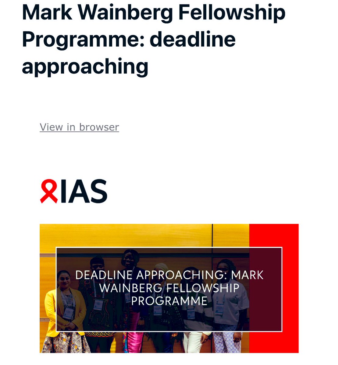 Are you a clinician working in central, eastern, southern and western Africa?Are you interested in becoming an HIV specialist? Apply for the @iasociety Mark Wainberg Fellowship to become an expert in research and HIV clinical science Deadline is Monday, 13 May, at 23:59 CET.