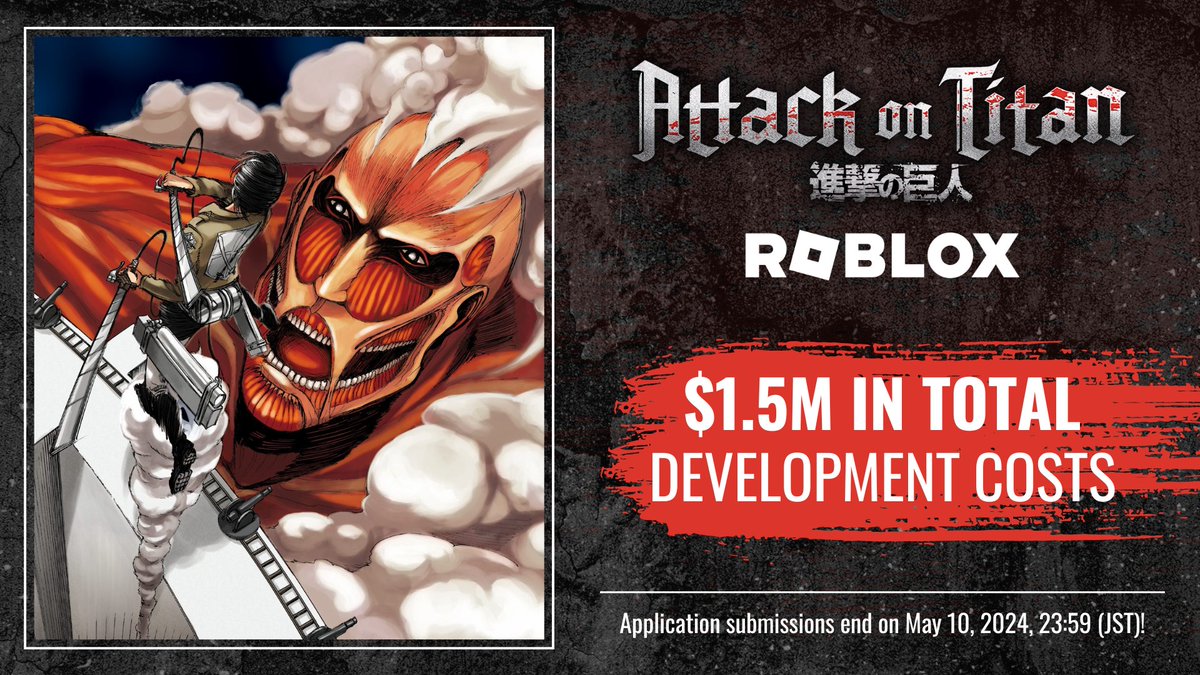 There’s only a few hours left to submit your ideas to the "Attack on Titan" Game Creation Contest!

Thank you all for applying and good luck to all the applicants. We look forward to seeing all of your amazing proposals!