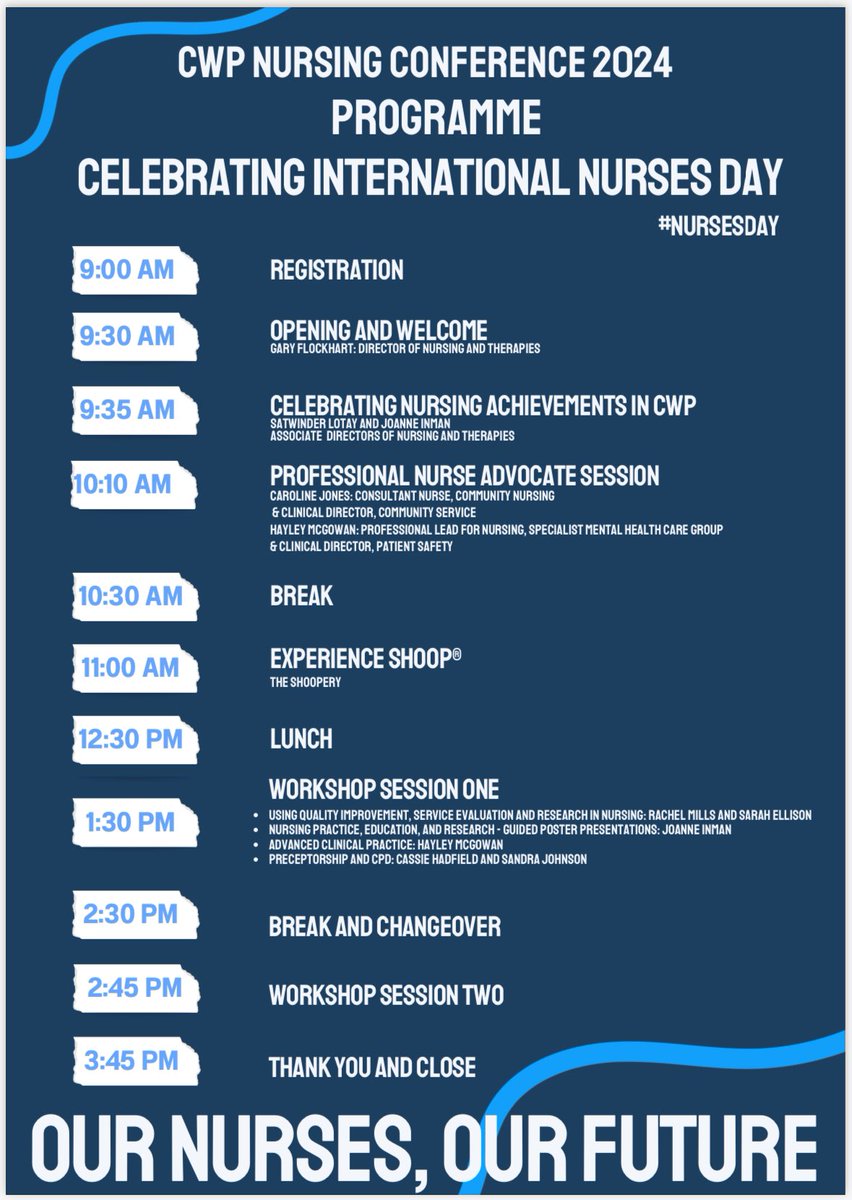 Nurses in the team are looking forward to attending the @cwpnhs nursing conference today! Looks like a great programme #nursesday #NursesWeek2024