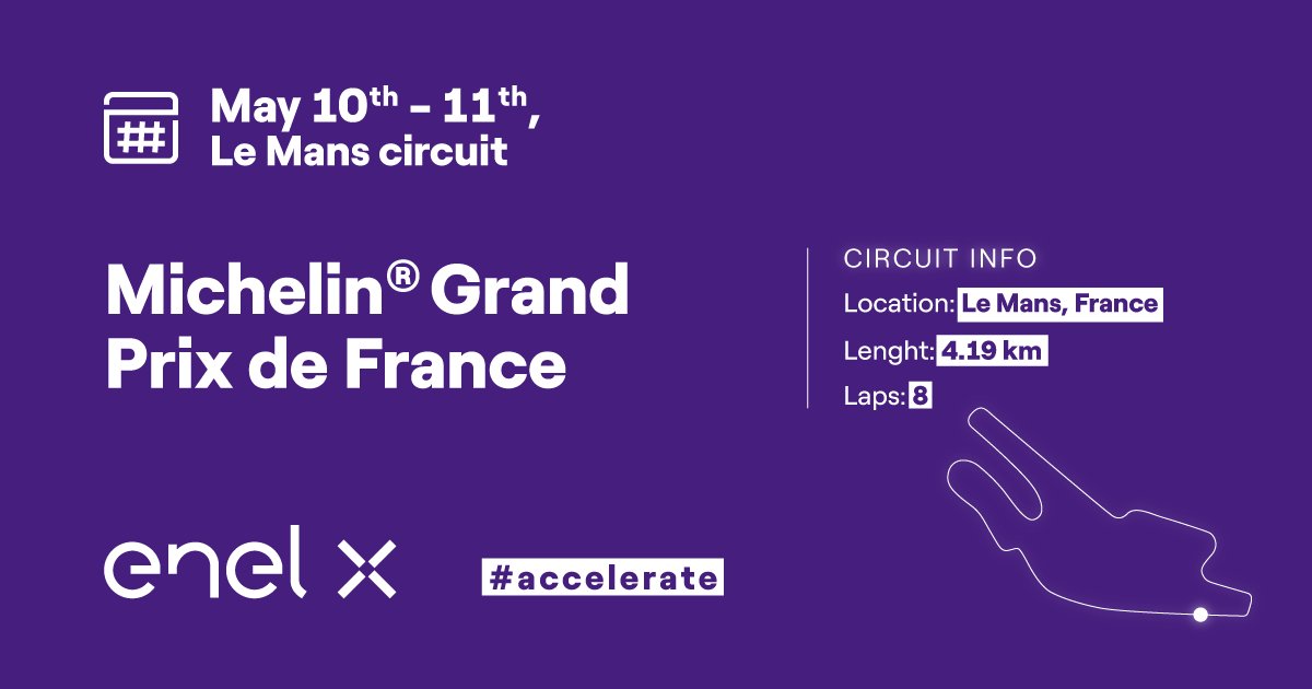 Gear up for a new round of the MotoE™ championship!🏍️​

The #FrenchGP🇫🇷 at the iconic Bugatti Circuit in Le Mans is kicking off today. Don't miss the electrifying action!🏆🔋

#EnelMotoE #MotoGP #eMotorsport #ERacing #EV #Accelerate #AccelerateTheTransition
