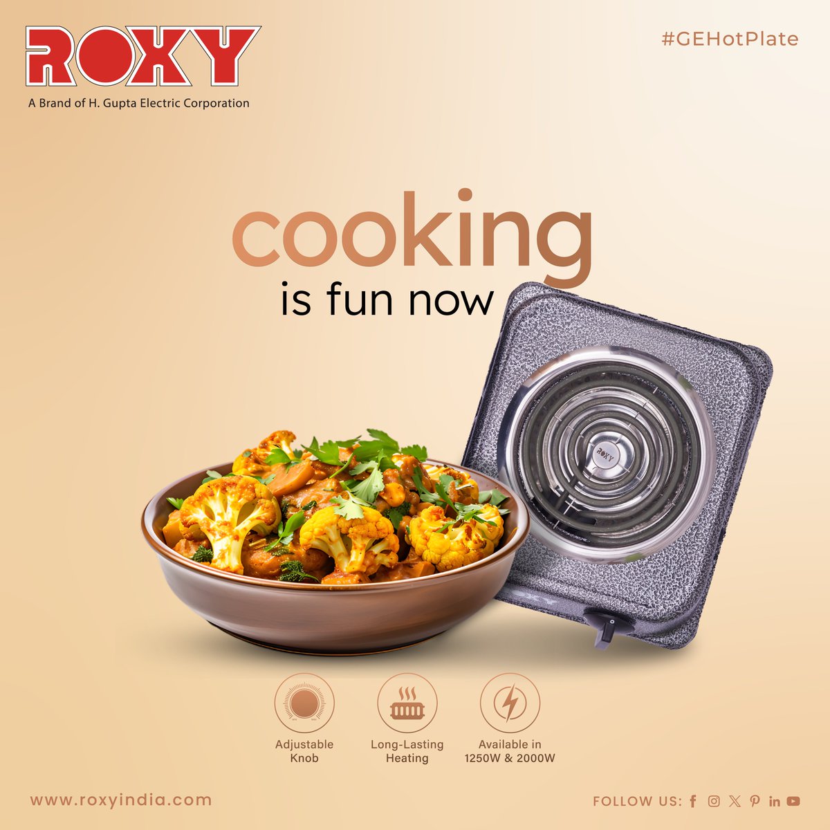 Cooking just got a whole lot easier and more enjoyable with Roxy GE Hot Plate! 📷 Say goodbye to complicated cooking processes and hello to quick, delicious meals that the whole family will love. . . . . For more visit:- roxyindia.com . . . . #EasyCooking #QuickMeals