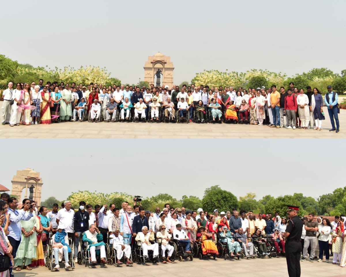 salute2soldier's tweet image. On being taken on a guided tour at #NationalWarMemorial, #Distinguished #Padma Awardees #2024, were awestruck by the valorous tales of #Bravehearts in epic battles as depicted on #murals in #VeertaChakra. They also appreciated the solemnity and conceptual design of the #Memorial.
