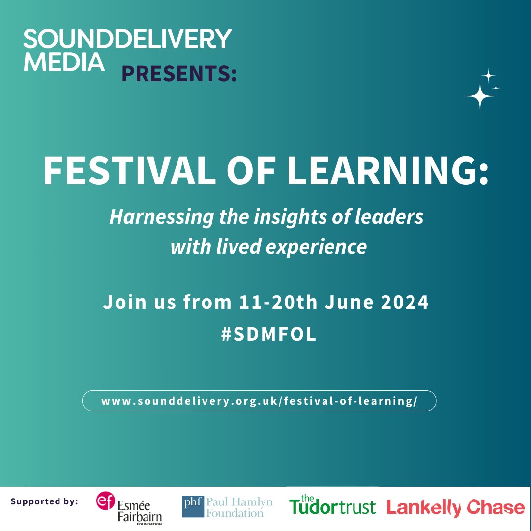 I'm looking forward to speaking at @sounddelivery's Festival of Learning this June! Check out the line-up of sessions and book your place now. #livedexperience voices are so powerful: 'Shame dies when stories are told in safe spaces.' #SDMFOL sounddelivery.org.uk/festival-of-le…