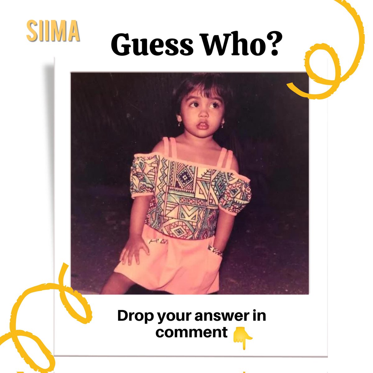 Can you guess this adorable little munchkin? 😍 Hint: She's now ruling hearts on the silver screen as a stunning leading lady! 🌟 #guessinggame #guesstheactor #tollywoood #kollywood #bollywood #southactress #siimawards #siima