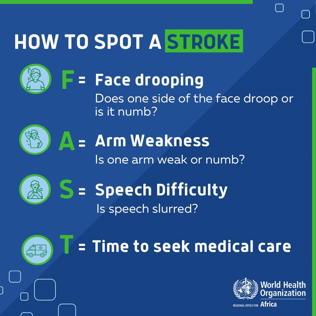 A #stroke can happen to anyone, anywhere at any time. If you think someone is having a stroke, think F.A.S.T ⬇️

#StrokeAwareness