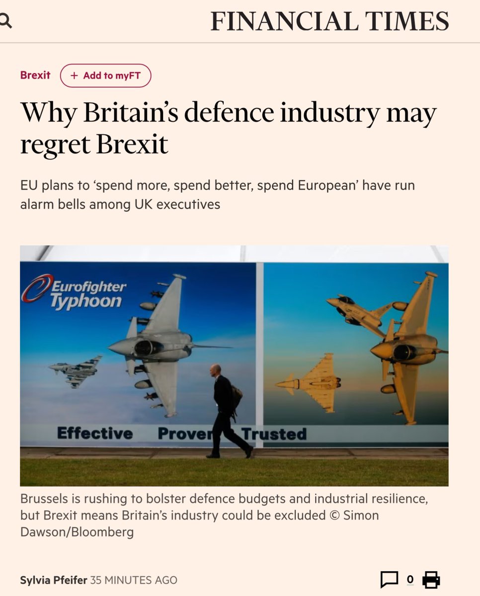 Fears of an EU army forced many to support #Brexit. Now the EU is determined to spend big on defence, Brexit Britain looks set to lose out. “In the four years since Britain’s departure from the EU, the UK industry has in effect already been shut out of certain activities such…