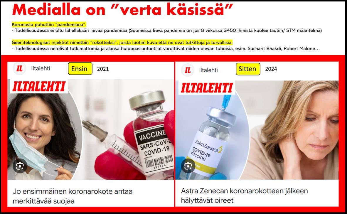 Jälkipyykki on pesemättä.

🇫🇮valtio valehteli tuhoten toimillaan talouden ja ihmisten terveyttä.

📰 media toimi
1. pelkopornon tuottajana ja 
2. valtion tuhoisten toimien markkinointiosastona

🤵🏻‍♂️🤵🏻‍♀️🇫🇮poikkeuksellisen auktoriteettiuskovaisina uhrina!
#CaseCovidPass 💉🎫
👇🏻