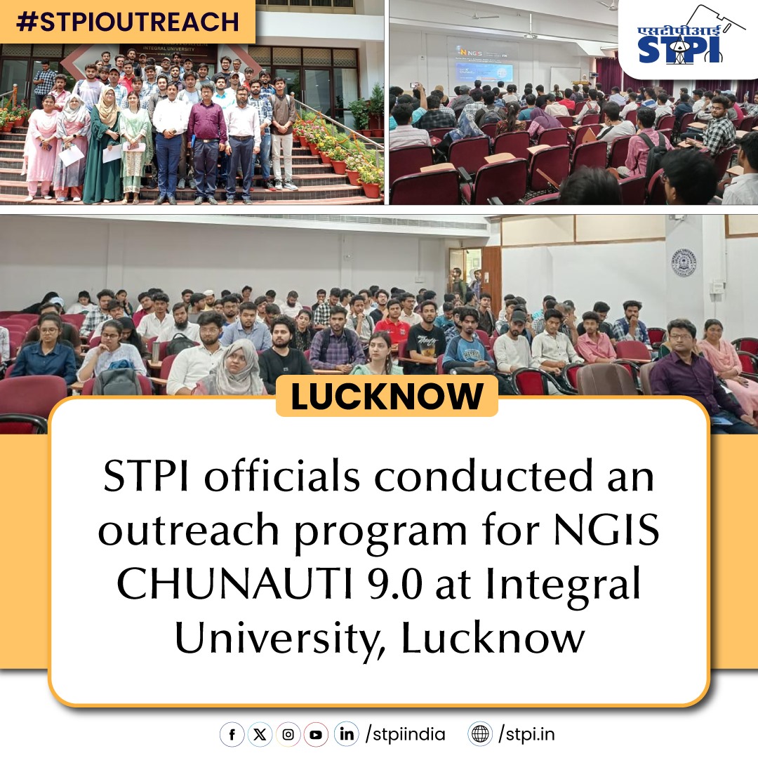 T:34- STPI officials highlighted offerings of #CHUNAUTI 9.0 to the students, faculty members and startups of Integral University, Lucknow. #STPIOutreach #STPIBeyondMetros @STPILucknow
