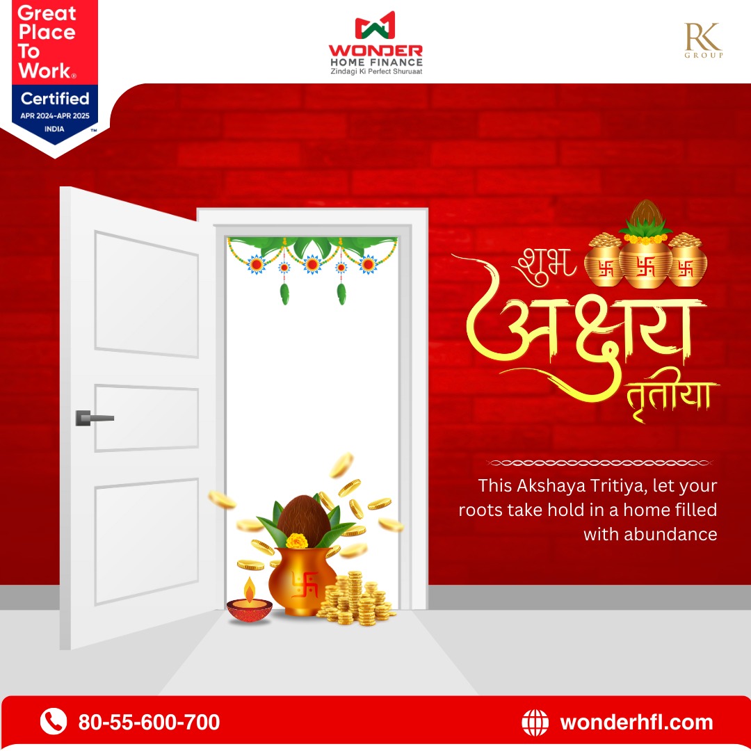 Wonder Home Finance wishes you and your family a Happy Akshaya Tritiya ✨ On this auspicious occasion let us join hands to usher in prosperity and abundance in your life.

#akshayatritiya #prosperity #DreamHome #trending #trendingnow #homebuying #homeownership #loan #homeloans