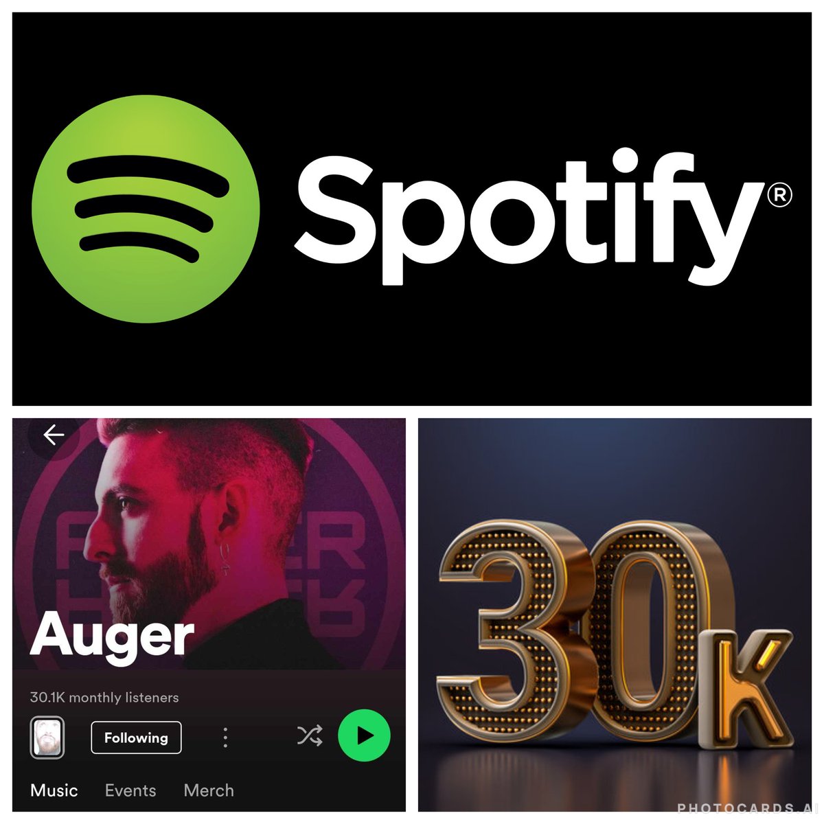 <i> AUGER PUNCH THROUGH 30K LISTENERS OVER ON SPOTIFY <i> You quickly learn in this business, to celebrate any steps forward, as they can be few & far between, so a big shout out to the 30,066+ of you, currently listening to #AUGER on #Spotify right now! @Spotify #spotifyplaylist