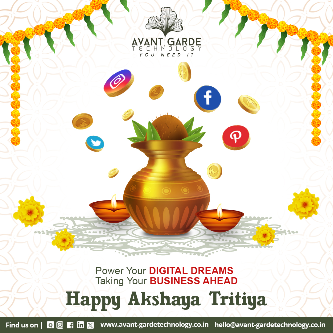 Happy Akshaya Tritiya 2024

let’s celebrate the day of success and good luck @Avantgarde_tech 
#branding #Advertising #Festivals  #HappyAkshayaTritiya  #traditional #indianculture  #DigitalMarketing #socialmedia #MarketingDigital #AkshayaTritiya  
Visit: avant-gardetechnology.co.in