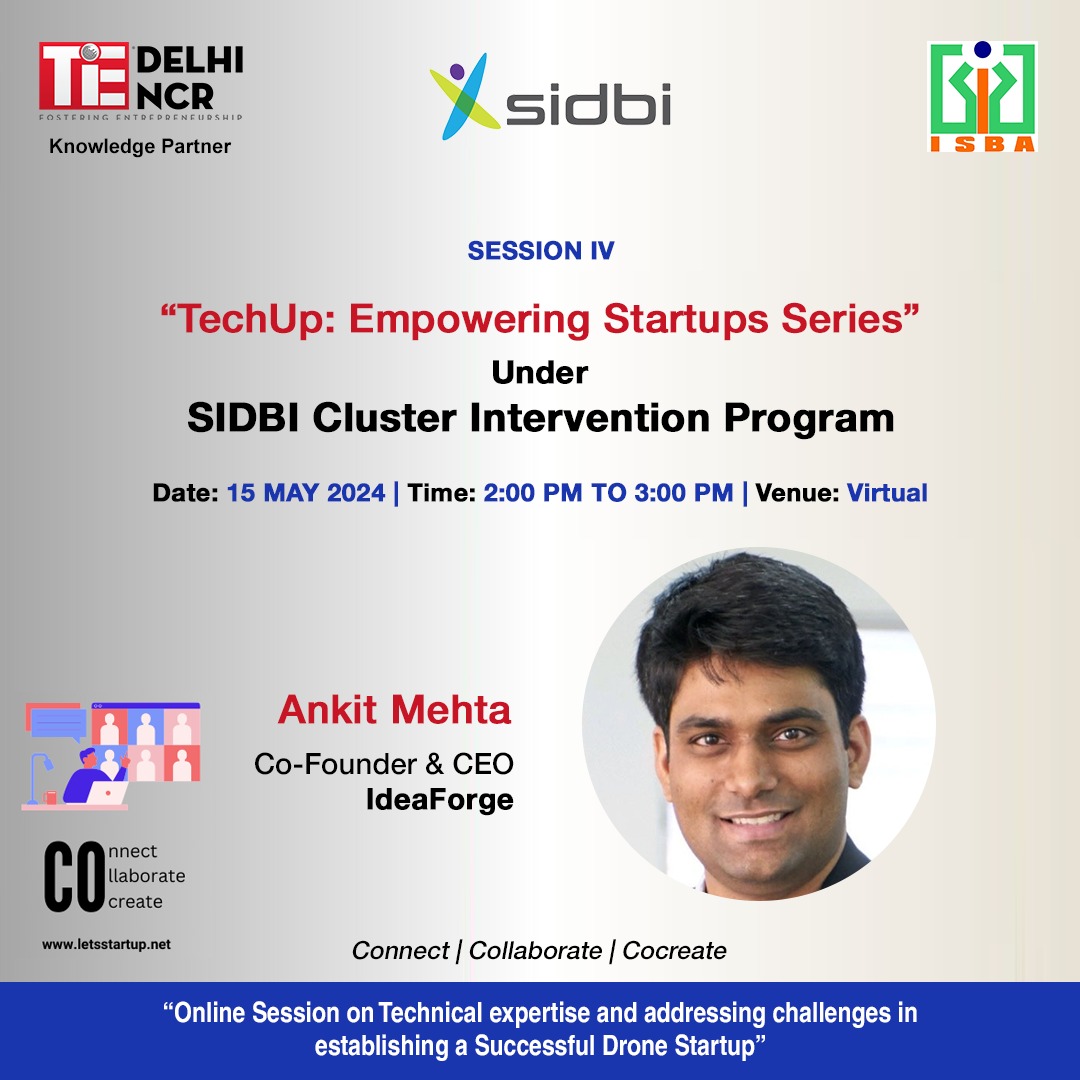 We are back with 'TechUp: Empowering Startups' series. Get your questions and concerns regarding startups & venture development answered live by Mr. Ankit Mehta, CEO of IdeaForge. sidbi.accubate.app/ext/form/2168/…