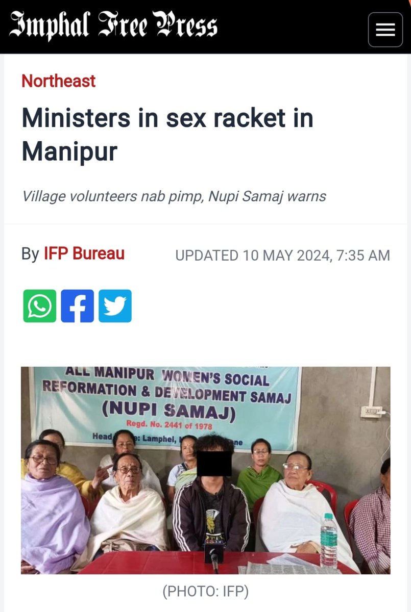 #Manipur Meitei mothers encouraged their sons to rape KukiZo women as is evident since 3rd May 2023. It has come to light that meitei ministers are involved in sex rackets. Is morality out of the window in meitei society? The deteriorating state of morality amongst meitei…