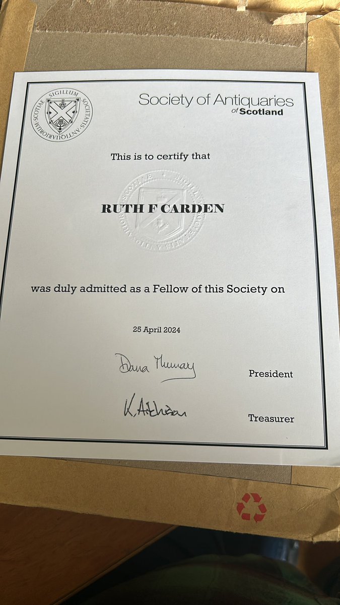 Well it’s official, just got the cert in the post just now … many thanks to the wonderful @socantscot for making me a Fellow 😁 Time to unite the clans across the water. My 2% Scottish highland roots will come in handy! @ucdarchaeology