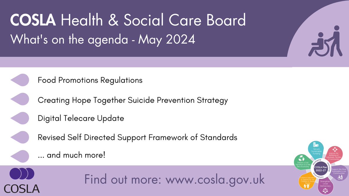 COSLA's Health and Social Care Board will meet later this morning, chaired by Spokesperson @cllrpaulkelly. A number of important and topical items on the agenda, which can be read here: ow.ly/xIeP50RB5QP