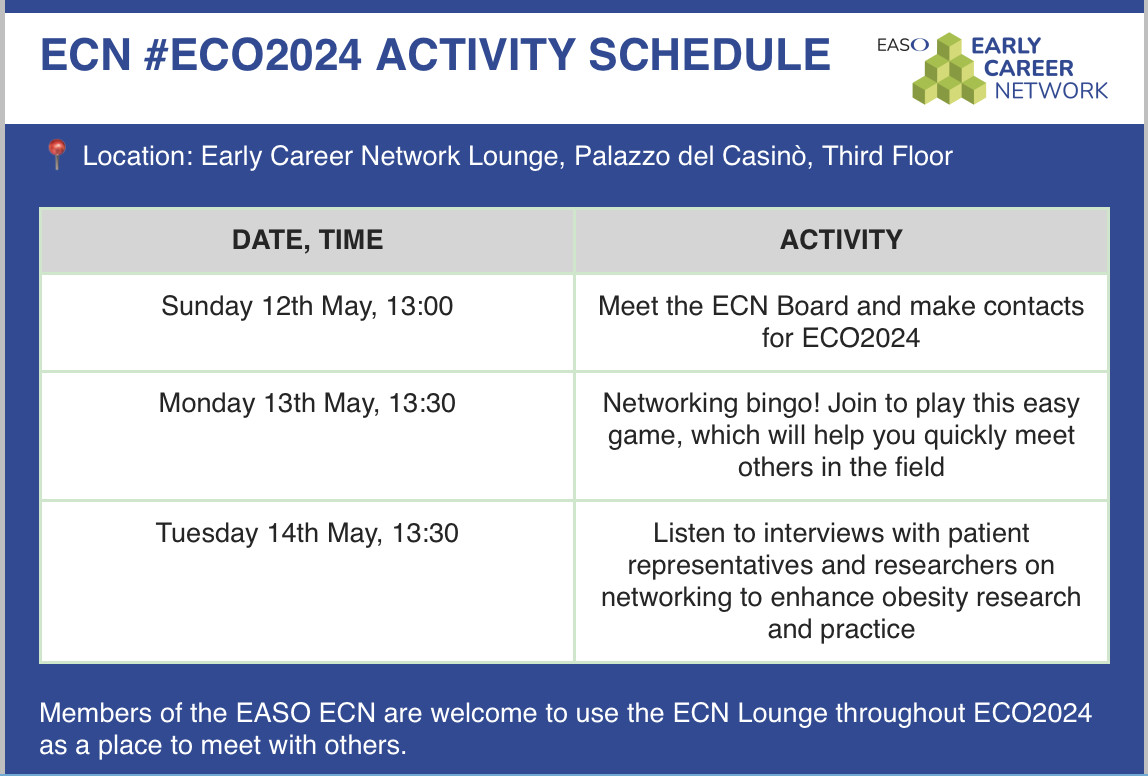 Join the @EASOobesity ECN for these events at #ECO2024! Complete this form to join EASO ECN activities at ECO2024 forms.gle/u26mtUXPKs2XY1…