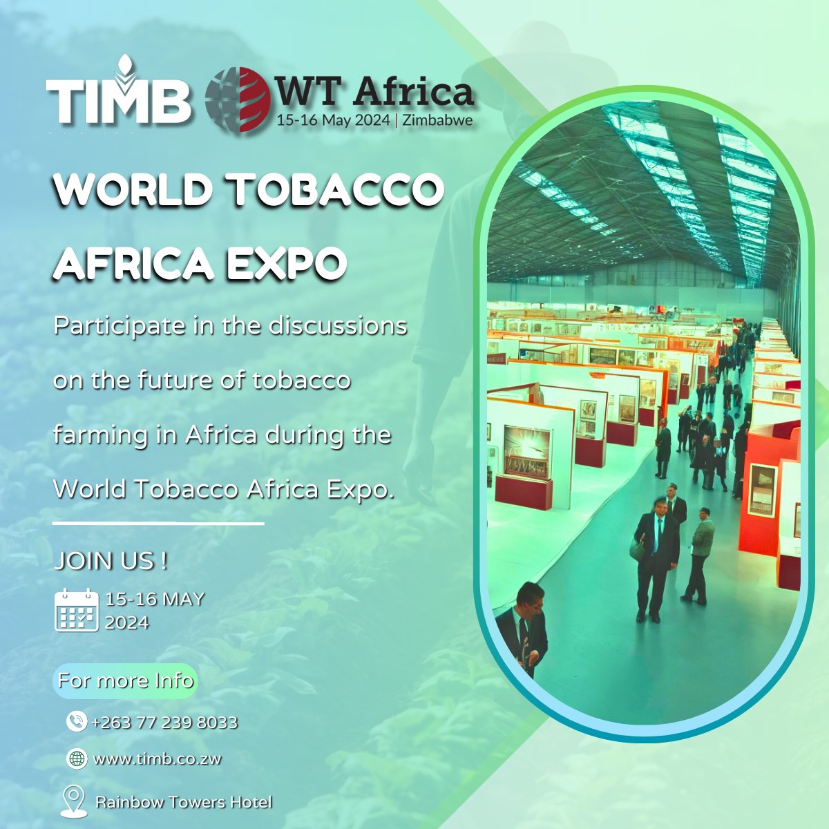 Join senior industry professionals from across the continent at World Tobacco Africa in Zimbabwe. 15-16 MAY | HARARE | RAINBOW TOWERS HOTEL 📍 #wtafrica24 #Zimbabwe #harare #forlivelihoods #forsustainability #tobaccoindustry #networkingevent #b2b #b2bevents