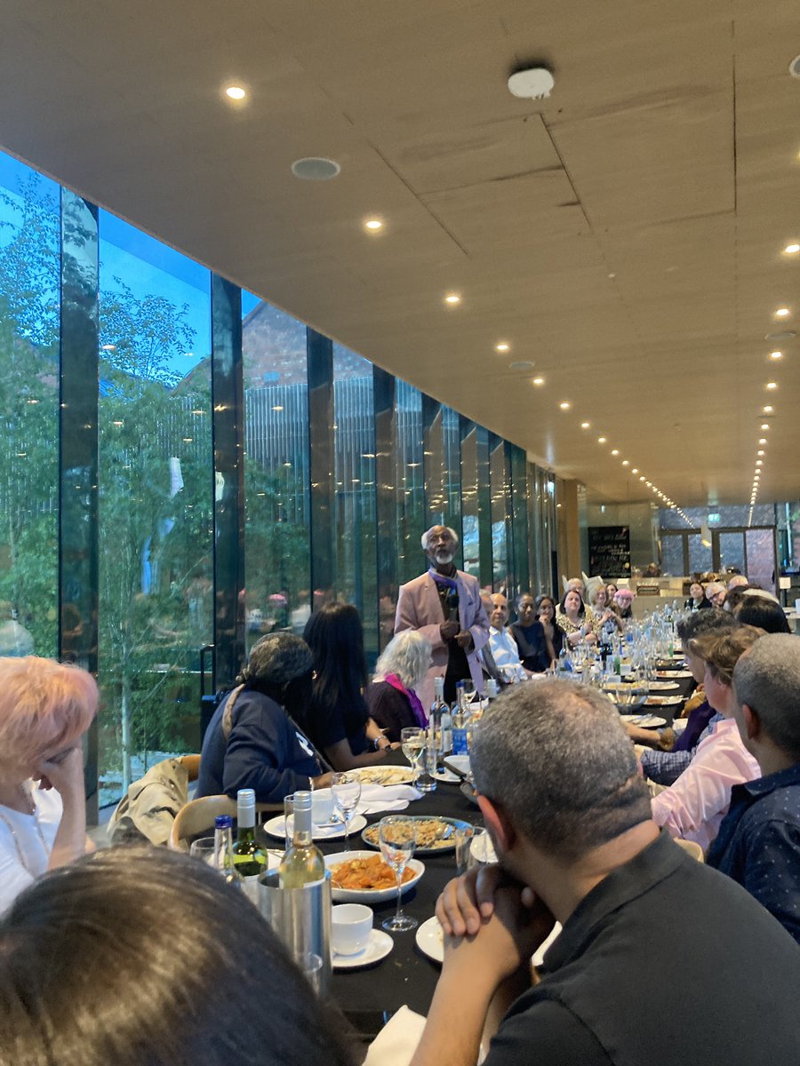 StephenCurryUK's tweet photo. What a great night at @WhitworthArt for old friend John Lyons (nonagenarian) launching his “Carnavalesque” exhibition. So pleased he is finally finding recognition he deserves for his cultural contributions to the UK art scene. #Trindad #Newcastle #HebdenBridge #Ely #Manchester https://t.co/hByjELbKu2