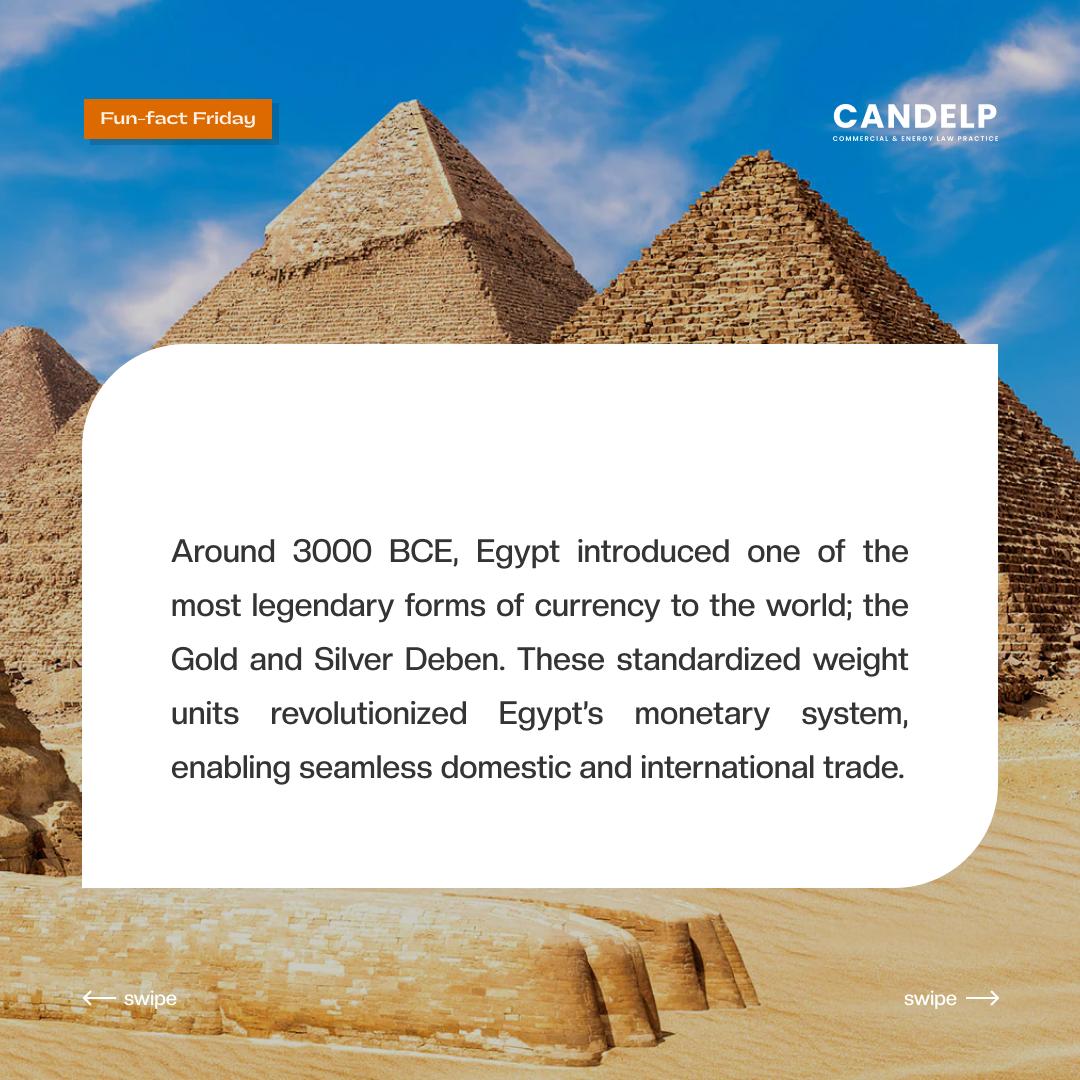 FUN FACT FRIDAY
Ancient Currencies Around the World: Egypt

The evolution of ancient Egyptian currency is a remarkable journey.
 
Ancient Egyptians pioneered various forms of currency, showcasing civilization’s progress in the monetary system. 

#AncientCurrency #Funfactfriday