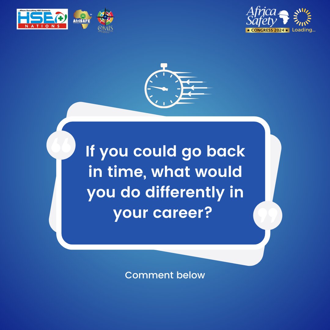 ⏰Time Travel Chronicles featuring #careers…

Share insights that shaped your career. Join the conversation and comment below.

🚨PS: #Nominate deserving #safety conscious organizations and individuals for the #AfriSAFE 2024 #HSSE Awards at afrisafe.org today.