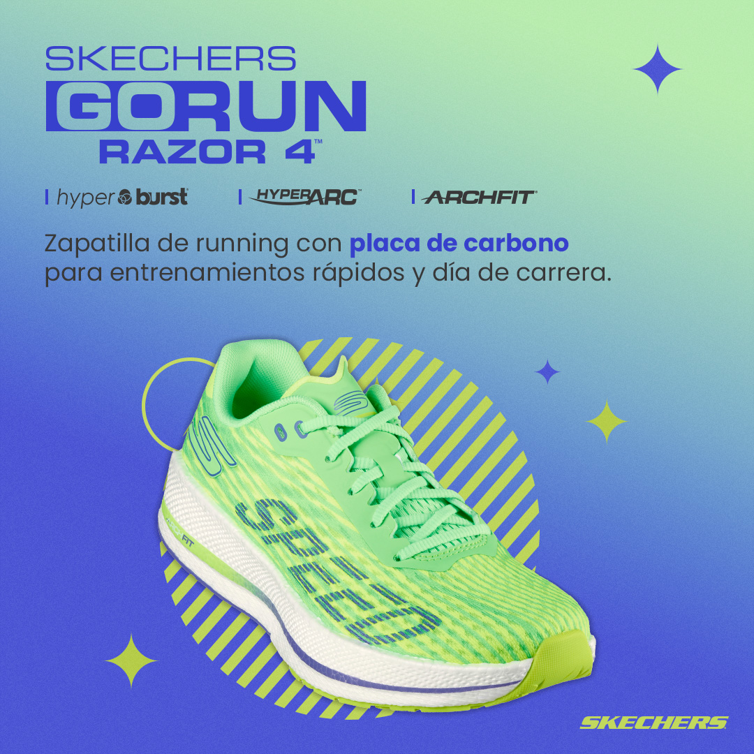 En los días de carrera cuando buscas velocidad, toca sacar las #GOrunRazor 4 👟💨 #CorriendoConSkechers bit.ly/3wvg4D0