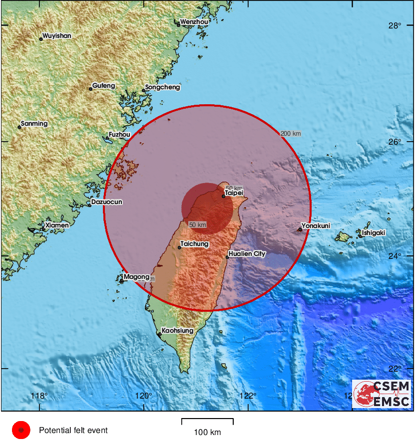 #Earthquake (#地震) possibly felt 34 sec ago in #Taiwan. Felt it? Tell us via:
📱emsc-csem.org/lastquake/how_…
🌐m.emsc.eu
🖥emsc-csem.org
⚠ Automatic crowdsourced detection, not seismically verified yet. More info soon!