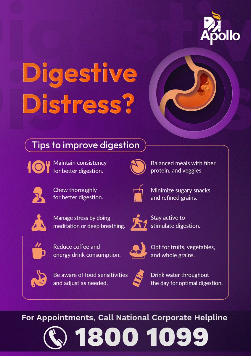 Keep your digestive system running smoothly with these essential tips. How do you keep your gut in check? Share with us! 🌟

For personalized assistance, please call our exclusive corporate health helpline at 1800-1099.

#CorporateWellness #DigestiveWellness #ApolloHospitals