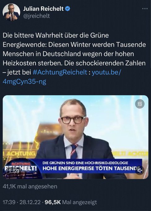 Heute ist ein guter Tag, um daran zu erinnern, dass Julian Reichelt ein rechtsradikaler Agitator ist, der von einem CDU-Mitglied dafür bezahlt wird, Desinformationen und Lügen zu verbreiten, um den politischen Diskurs zu vergiften.